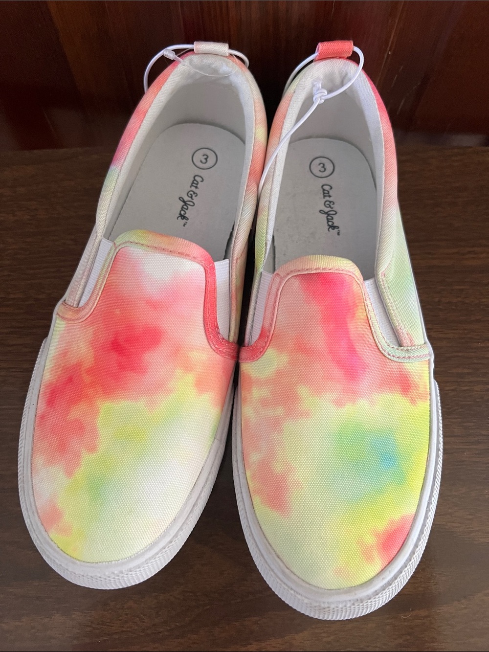 Cat & Jack Kids Slip-On Tie-Dye Sneakers in Pink, Yellow, Green, Blue Size 3